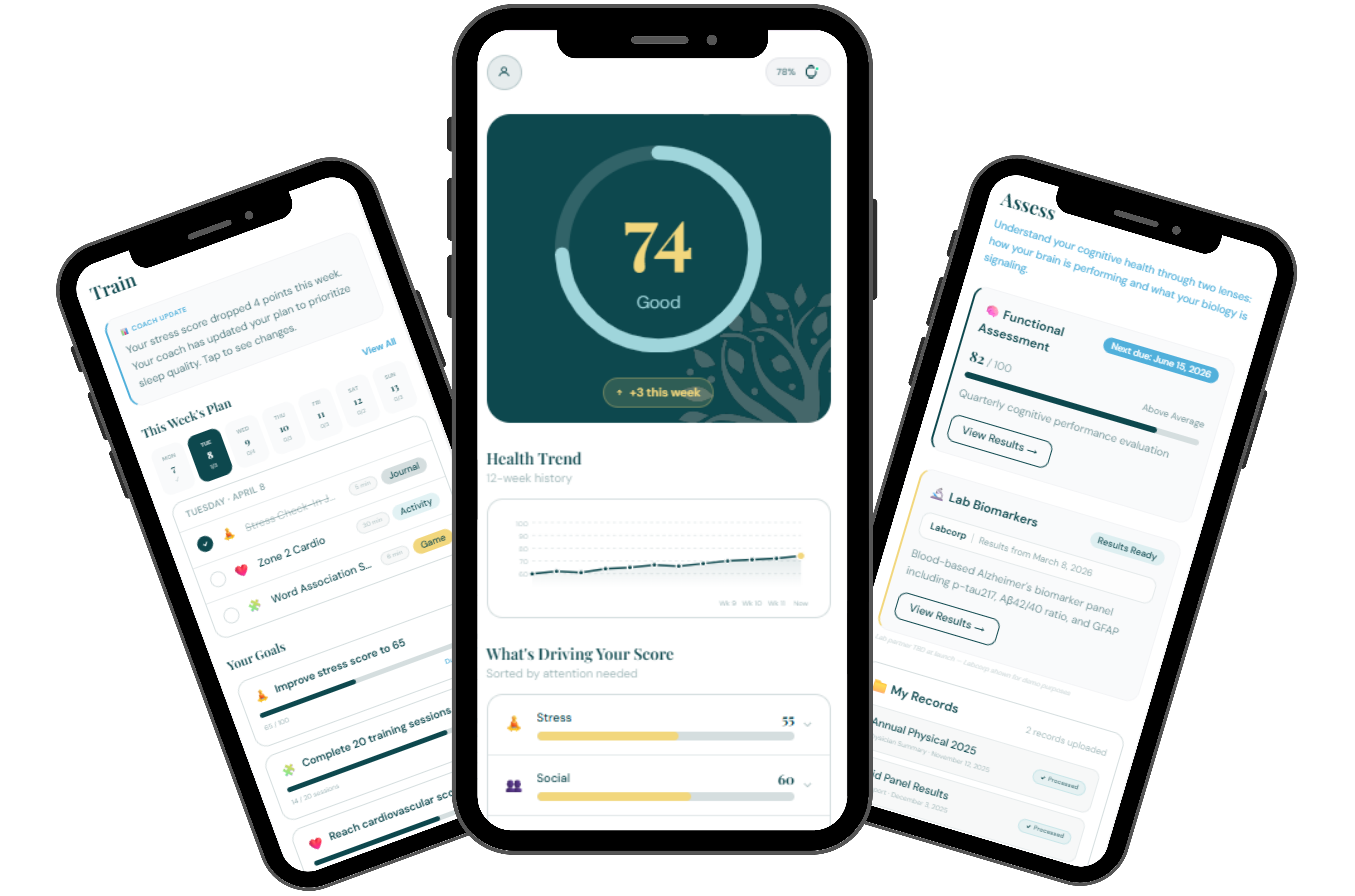Gilpin app — Cognitive Health Score dashboard
